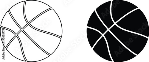 Two basketballs one white and one black with white lines on white background  sports equipment