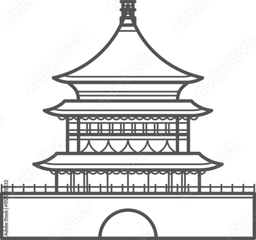 Traditional chinese building. Ancient asian architecture icon
