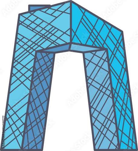 Famous china landmark color icon. Urban architecture