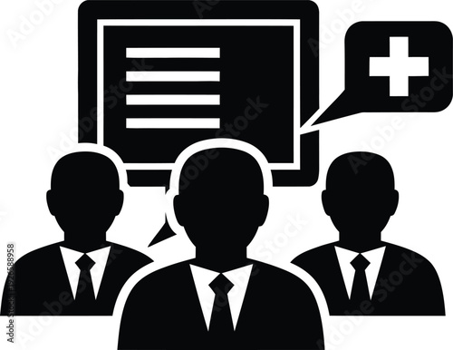 Business presentation with medical symbol