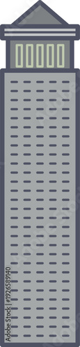 Downtown building. High urban architecture color icon