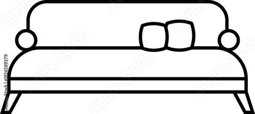 Couch line icon. Cushions on sofa seat symbol