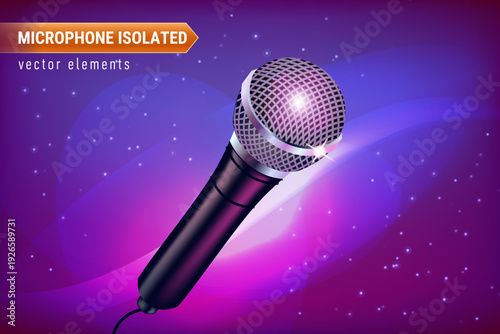 Microphone Isolated with Lights Effects on Clean Background