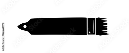 Silhouette of a paintbrush with a handle and bristles