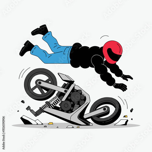 Biker Ejected From Motorcycle During High-Speed Crash, Vehicle Wreckage on Road