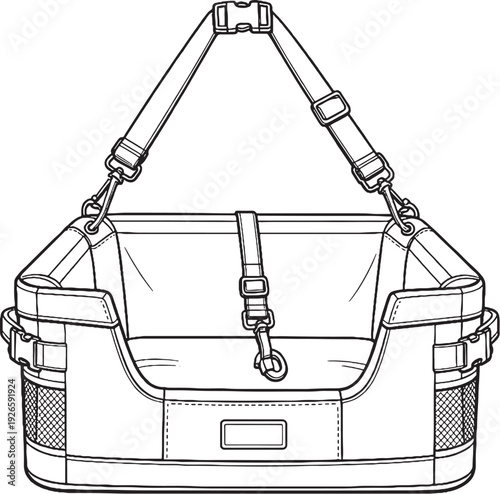 Adjustable Pet Car Seat Booster Black and White Illustration