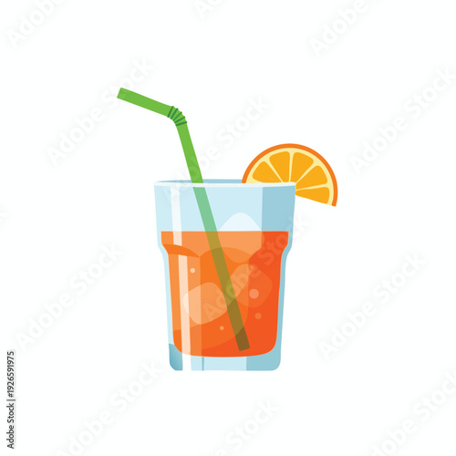 Refreshing Citrus Drink with Ice and Fruit Slice for Summer Quenching