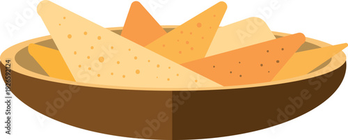 Mexican corn chips. Nachos plate cartoon icon
