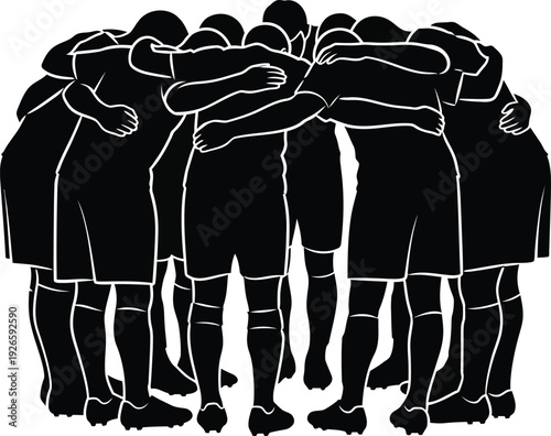 A group of people standing in a circle with their arms around each other