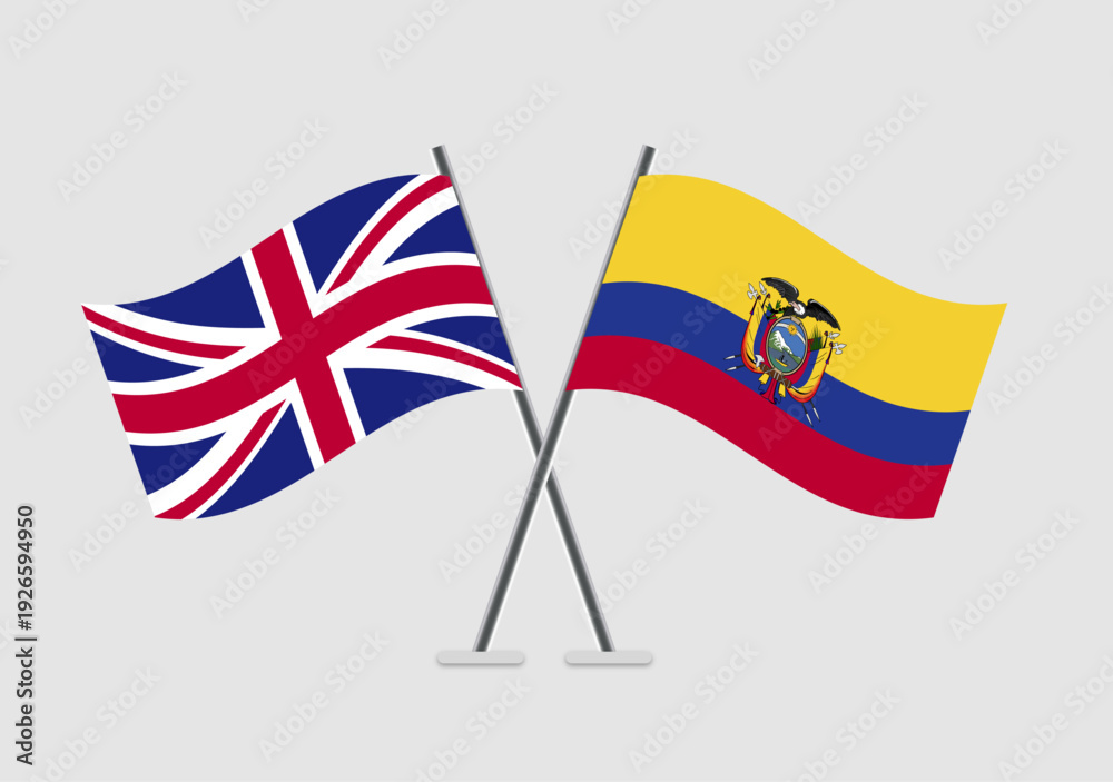Fototapeta premium United Kingdom and Ecuador vector flags in professional graphic layout