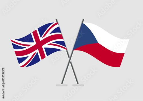 United Kingdom and Czech Republic vector flags in formal vector presentation