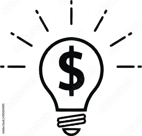 Light bulb with dollar sign inside representing money saving ideas financial inspiration innovative solutions and economic concepts