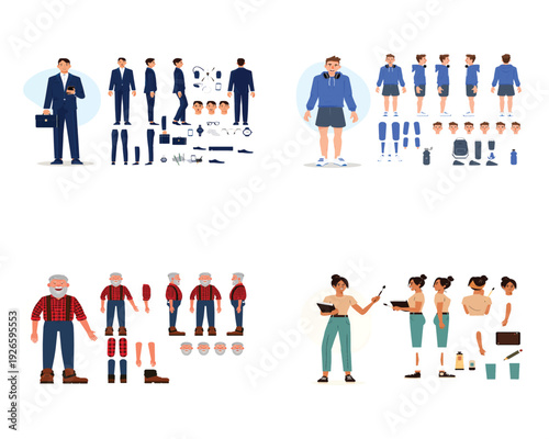 Collection of diverse human character illustrations for various purposes