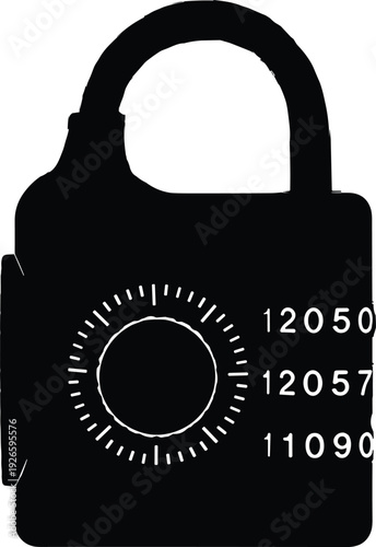 Black combination padlock with dial and numbers