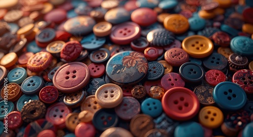 Vibrant hues and patterns of buttons creating dynamic digital backdrops
