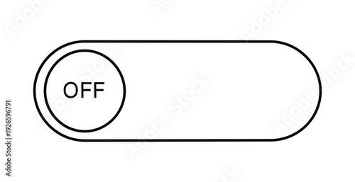 Simple black and white toggle switch illustration with off position on a white background