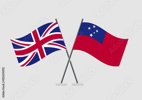 United Kingdom and Samoa vector flags image with symmetry and wave