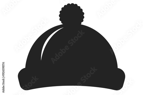 Bobble hat silhouette vector,  Winter hat icon, Bobble hat black symbol