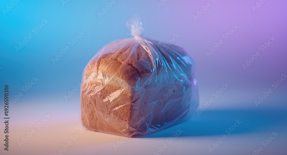 Fototapeta premium Plastic freezer bag containing preserved bread loaf