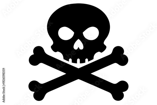 Crossbones and skull icon, Crossbones and skull silhouette vector.