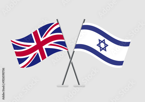 United Kingdom and Israel vector flags with design for political themes