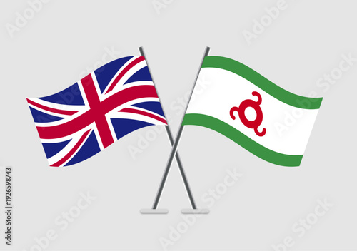 United Kingdom and Ingushetia vector flags graphic for official theme