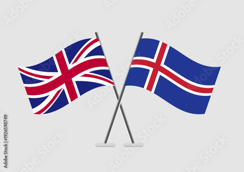 United Kingdom and Iceland vector flags in stylized display for diplomacy