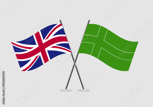 United Kingdom and Ladonia vector flags shown in mirrored diplomacy