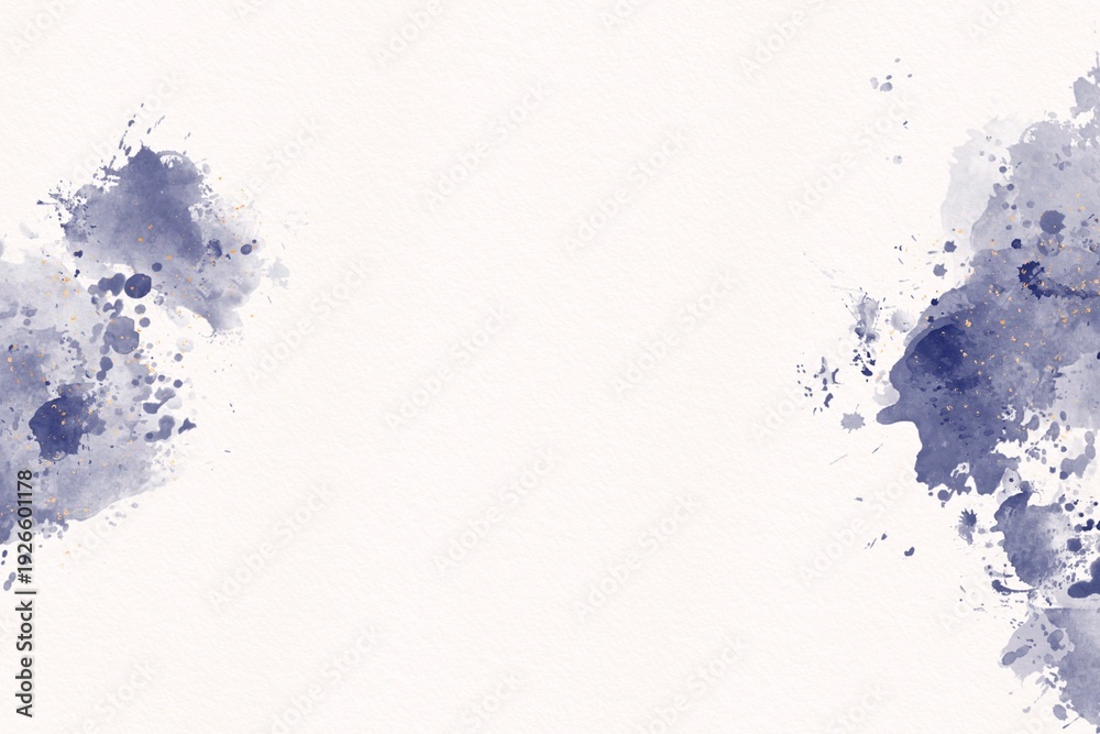 Obraz premium Luxury Navy Blue and Gold Splatter Frame with Copy Space On White Paper Background