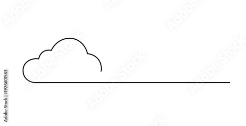 Simple black and white line drawing of a cloud shape on a plain white background illustration
