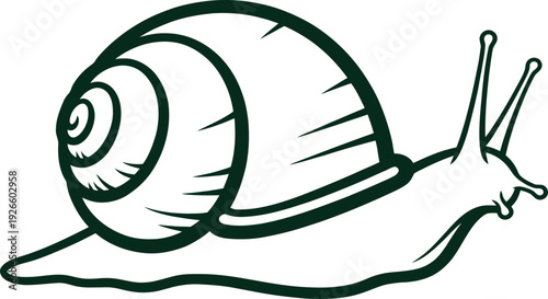 Snail silhouette vector illustration, slow animal symbol, garden mollusk icon, simple nature wildlife graphic isolated on white background