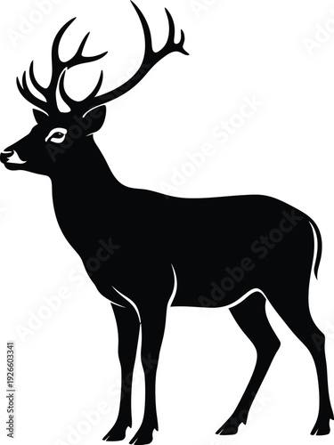 Black silhouette of a majestic stag with impressive antlers