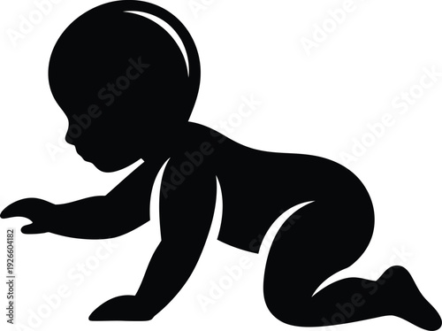 Baby crawling silhouette
