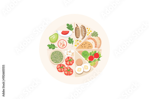 A colorful plate featuring a variety of healthy food items