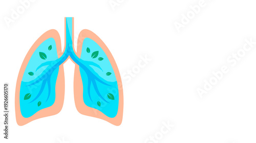 A conceptual illustration representing healthy lungs, filled with fresh air and greenery 