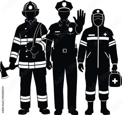 Emergency responders in protective gear standing together