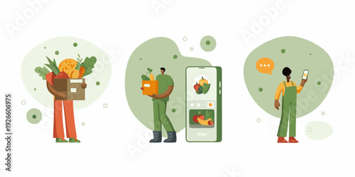 People shopping for groceries online and in person a modern lifestyle