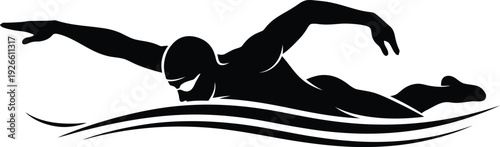 Swimmer in motion silhouette