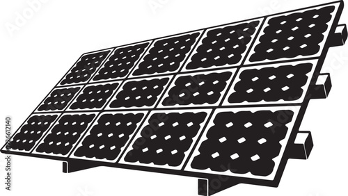 Solar panel with black photovoltaic cells white background