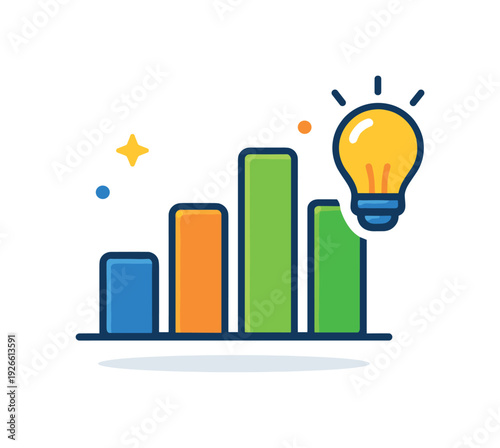 Corporate data driven strategy development and executive decision support framework improving long term competitiveness, a simple bar chart icon