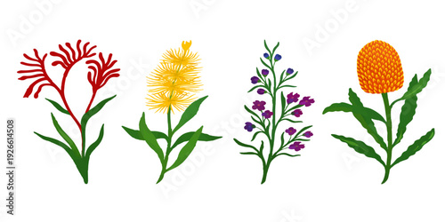 A beautiful spring bouquet of pink tulips and yellow wildflowers with green leaves and stems is isolated on a white background, showcasing a floral bloom of garden flora and nature’s beauty