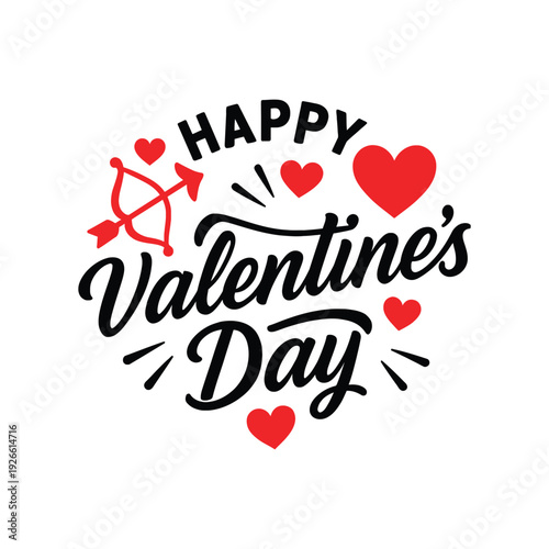 Happy Valentine's Day typography vector illustration on white background