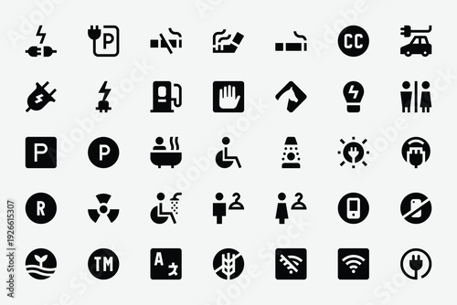 Public Information Signs Solid Icon Set