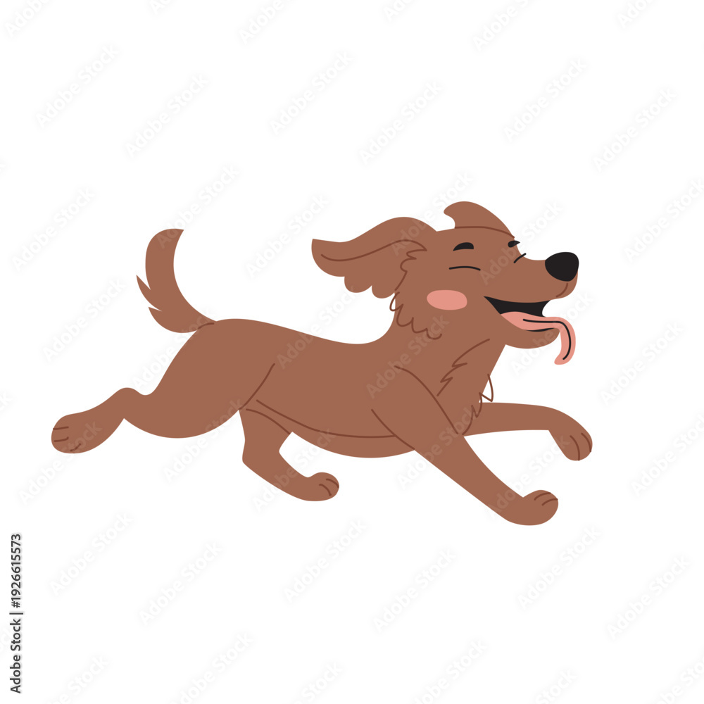 Fototapeta premium Running Dog Flat Vector Illustration