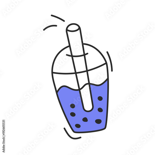 Bubble Tea Doodle Vector Illustration