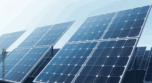 A Panoramic View of Solar Panels Generating Clean Energy in a Sustainable Ecosystem