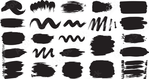Graphic design brush stroke elements for artistic creative projects