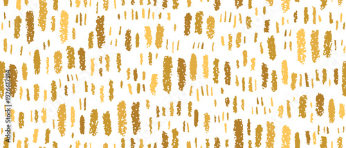 Golden brush strokes, seamless pattern with hand drawn scribbles. Vertical lines with crayon texture, abstract background. Doodle pattern for fabric, wallpaper, wrapping paper. Vector illustration