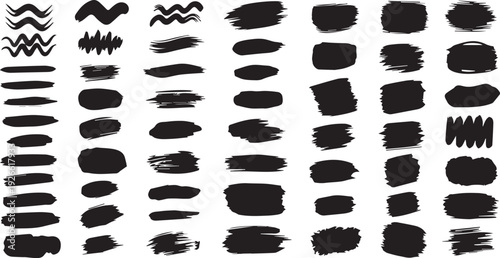 Graphic design brush stroke elements for creative artistic projects