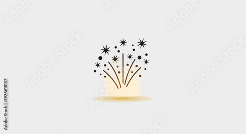 Sparkler Firework Bursting in Minimalist Line Art Style